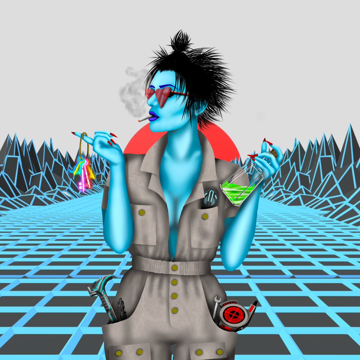 Armored Lord with holographic interface